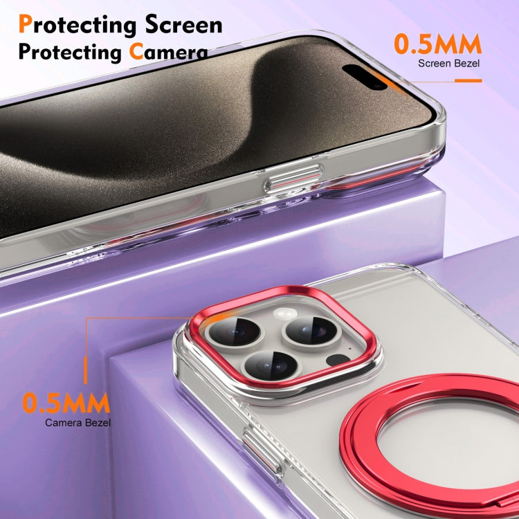 For iPhone 15 Pro Ice-Cold Rotating Ring Holder PC MagSafe Phone Case(Red) - iPhone 15 Pro Cases by buy2fix | Online Shopping UK | buy2fix