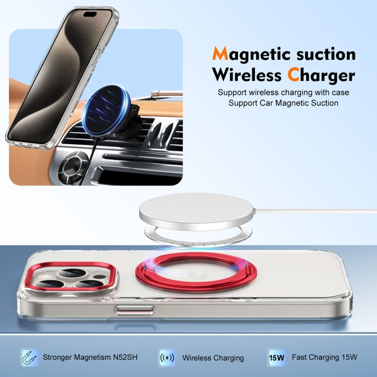 For iPhone 15 Pro Ice-Cold Rotating Ring Holder PC MagSafe Phone Case(Red) - iPhone 15 Pro Cases by buy2fix | Online Shopping UK | buy2fix