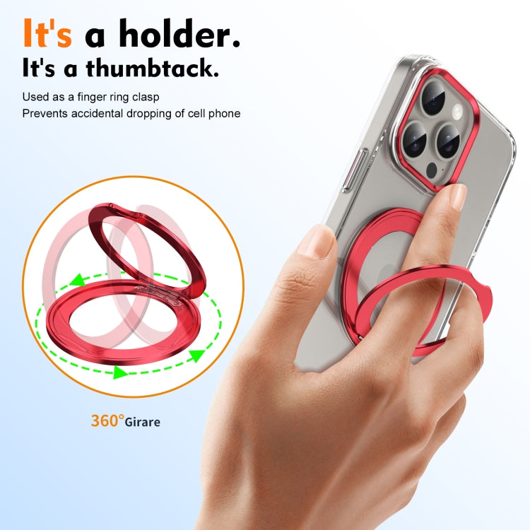 For iPhone 15 Pro Ice-Cold Rotating Ring Holder PC MagSafe Phone Case(Red) - iPhone 15 Pro Cases by buy2fix | Online Shopping UK | buy2fix