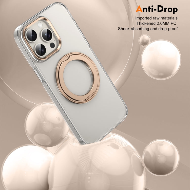 For iPhone 15 Pro Ice-Cold Rotating Ring Holder PC MagSafe Phone Case(Desert Gold) - iPhone 15 Pro Cases by buy2fix | Online Shopping UK | buy2fix