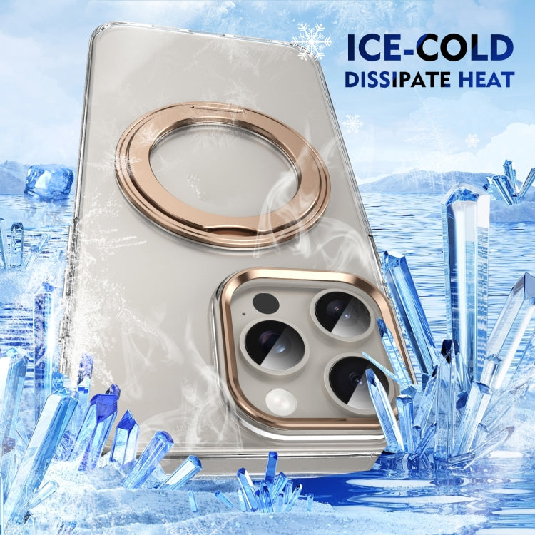 For iPhone 15 Pro Ice-Cold Rotating Ring Holder PC MagSafe Phone Case(Desert Gold) - iPhone 15 Pro Cases by buy2fix | Online Shopping UK | buy2fix
