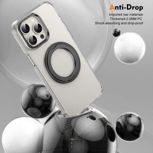 For iPhone 15 Pro Ice-Cold Rotating Ring Holder PC MagSafe Phone Case(Black) - iPhone 15 Pro Cases by buy2fix | Online Shopping UK | buy2fix