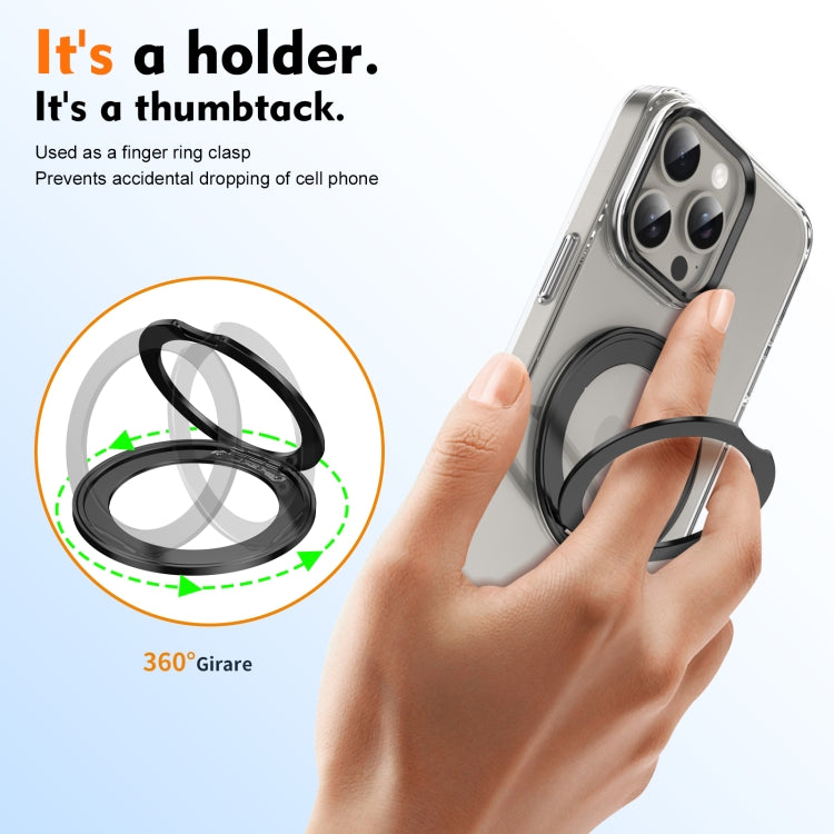 For iPhone 15 Pro Ice-Cold Rotating Ring Holder PC MagSafe Phone Case(Black) - iPhone 15 Pro Cases by buy2fix | Online Shopping UK | buy2fix
