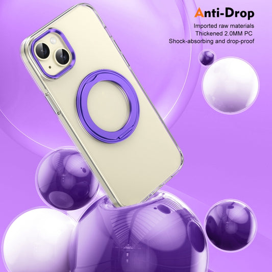 For iPhone 15 Ice-Cold Rotating Ring Holder PC MagSafe Phone Case(Purple) - iPhone 15 Cases by buy2fix | Online Shopping UK | buy2fix