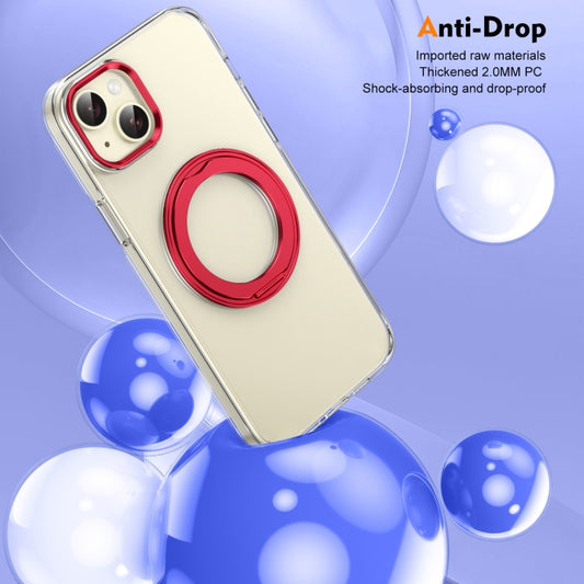 For iPhone 14 Ice-Cold Rotating Ring Holder PC MagSafe Phone Case(Red) - iPhone 14 Cases by buy2fix | Online Shopping UK | buy2fix