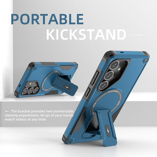 For Samsung Galaxy S24+ 5G / S25+ 5G Armor MagSafe Holder PC Hybrid TPU Phone Case(Dark Blue) by buy2fix