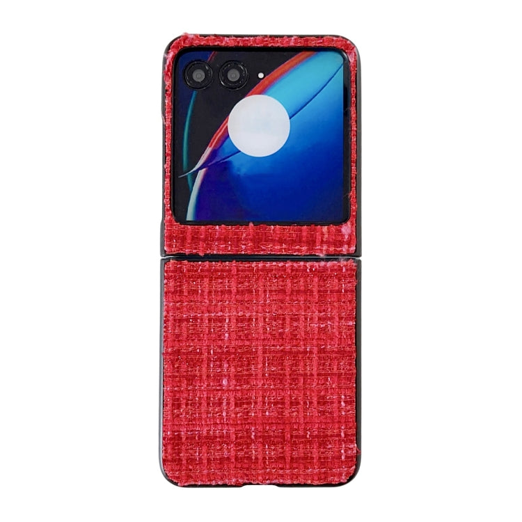 For Motorola Razr 40 Ultra Plaid Fabric PC Protective Phone Case(Red) - Motorola Cases by buy2fix | Online Shopping UK | buy2fix