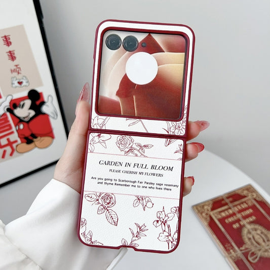For Motorola Razr 50 Sketch Flower Pattern Phone Case(Rose) by buy2fix