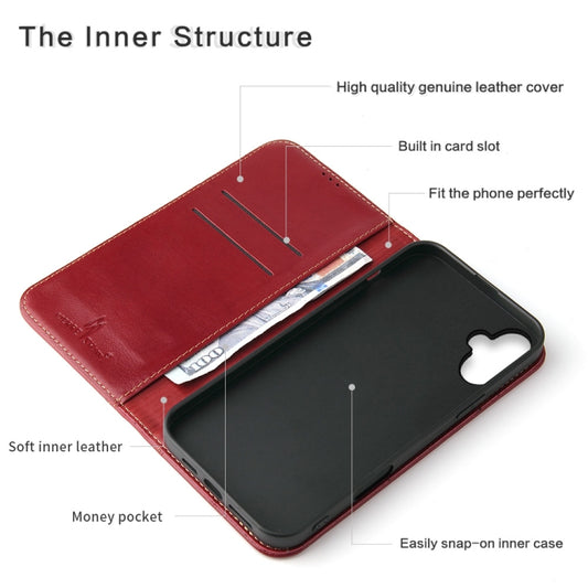 For iPhone 16 Plus Fierre Shann Cowhide Leather Flip Leather Phone Case(Red) by FIERRE SHANN