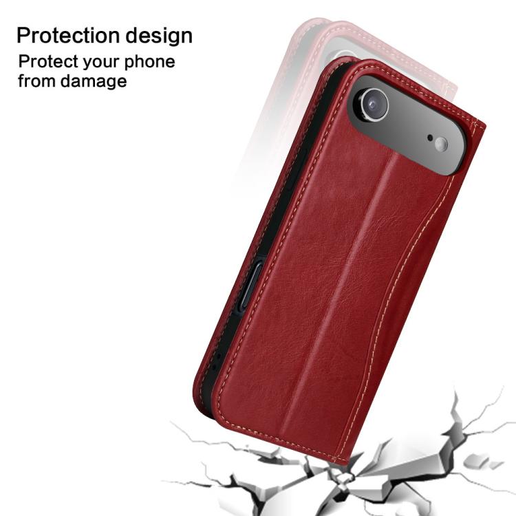 For iPhone Air Fierre Shann Cowhide Leather Flip Leather Phone Case(Red) - iPhone Air Cases by FIERRE SHANN | Online Shopping UK | buy2fix
