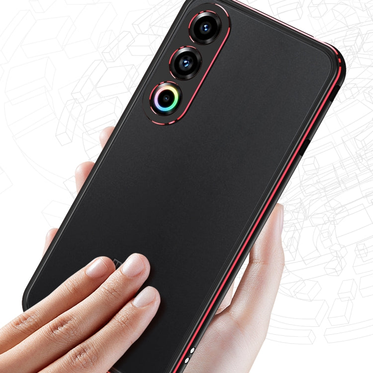 For Meizu 21 Aurora Series Lens Protector + Metal Frame Phone Case(Black Red) - Meizu by buy2fix | Online Shopping UK | buy2fix