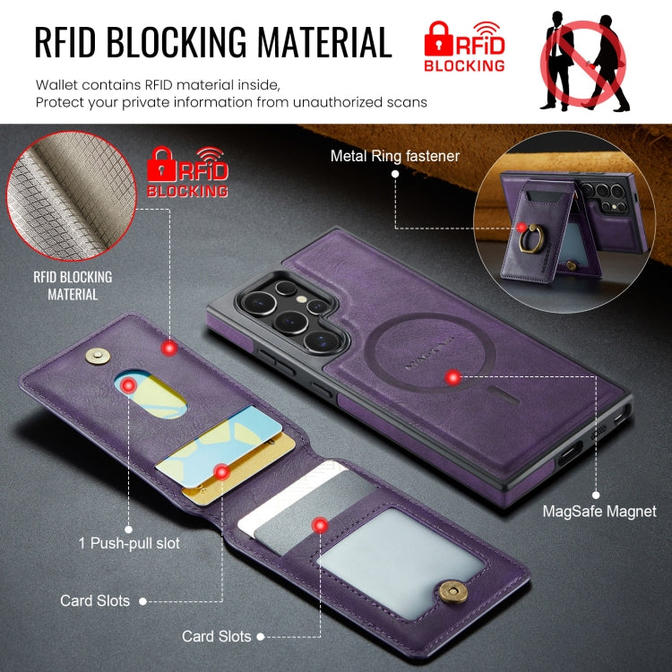 For Samsung Galaxy S24 Ultra 5G MAGKING K1 MagSafe Detachable Wallet RFID Back Cover Phone Case(Purple) - Galaxy S24 Ultra 5G Cases by MAGKING | Online Shopping UK | buy2fix