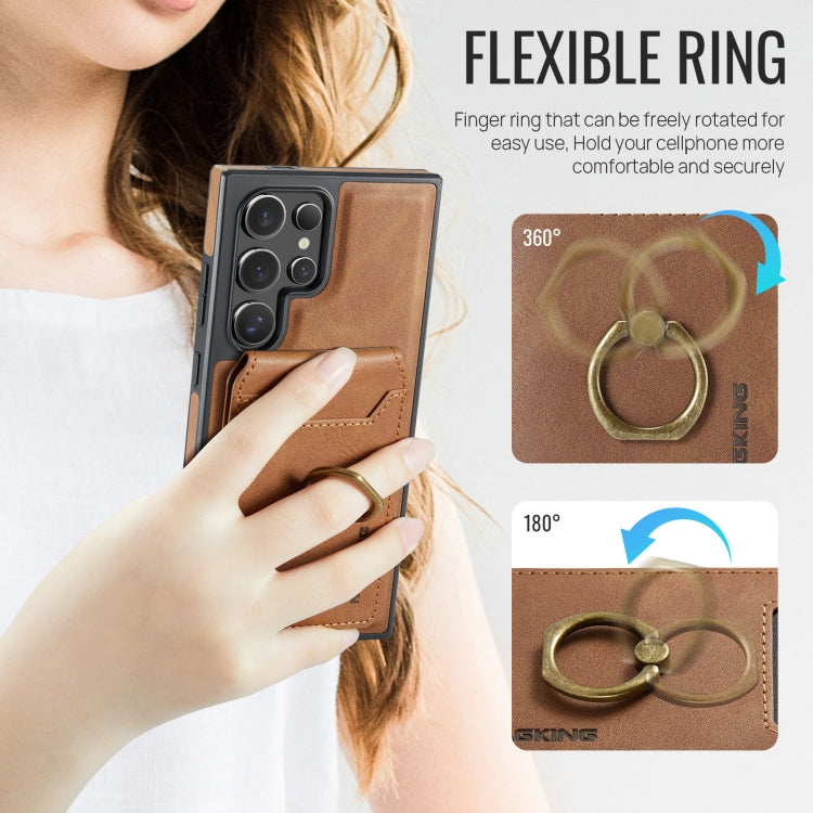 For Samsung Galaxy S24 Ultra 5G MAGKING K1 MagSafe Detachable Wallet RFID Back Cover Phone Case(Brown) - Galaxy S24 Ultra 5G Cases by MAGKING | Online Shopping UK | buy2fix