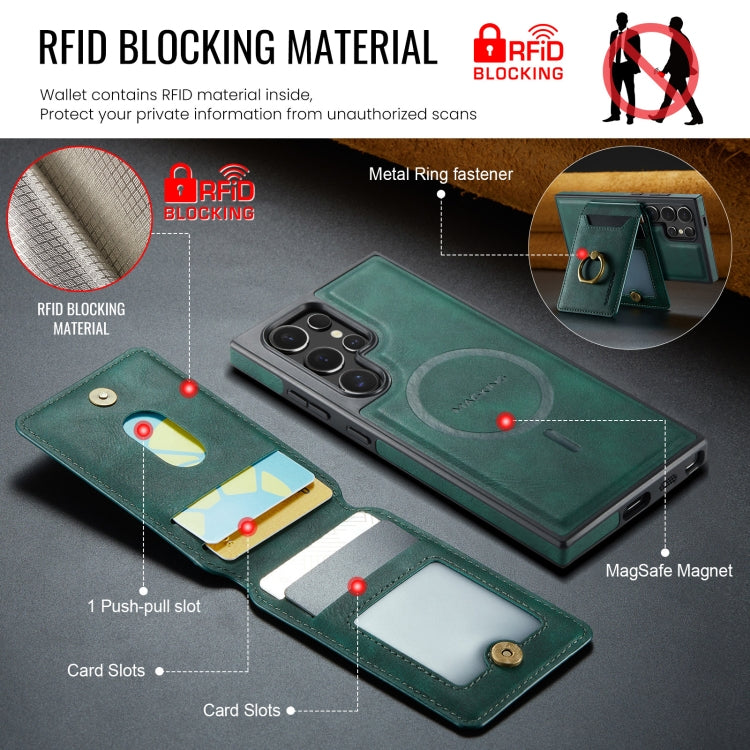 For Samsung Galaxy S24 Ultra 5G MAGKING K1 MagSafe Detachable Wallet RFID Back Cover Phone Case(Green) - Galaxy S24 Ultra 5G Cases by MAGKING | Online Shopping UK | buy2fix
