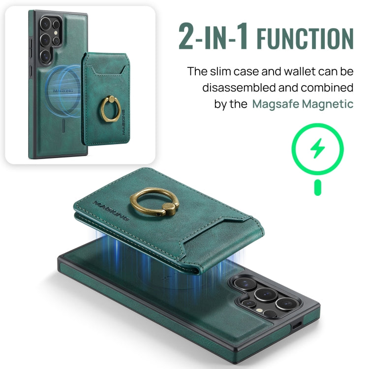 For Samsung Galaxy S24 Ultra 5G MAGKING K1 MagSafe Detachable Wallet RFID Back Cover Phone Case(Green) - Galaxy S24 Ultra 5G Cases by MAGKING | Online Shopping UK | buy2fix