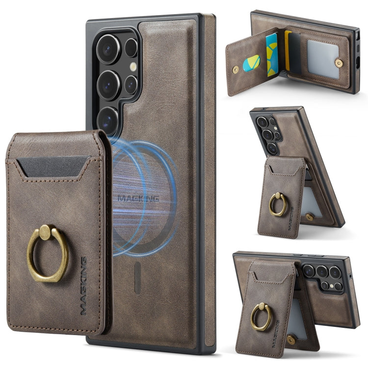For Samsung Galaxy S23 Ultra 5G MAGKING K1 MagSafe Detachable Wallet RFID Back Cover Phone Case(Coffee) - Galaxy S23 Ultra 5G Cases by MAGKING | Online Shopping UK | buy2fix