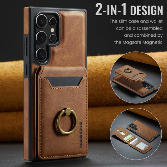 For Samsung Galaxy S23 Ultra 5G MAGKING K1 MagSafe Detachable Wallet RFID Back Cover Phone Case(Brown) by MAGKING