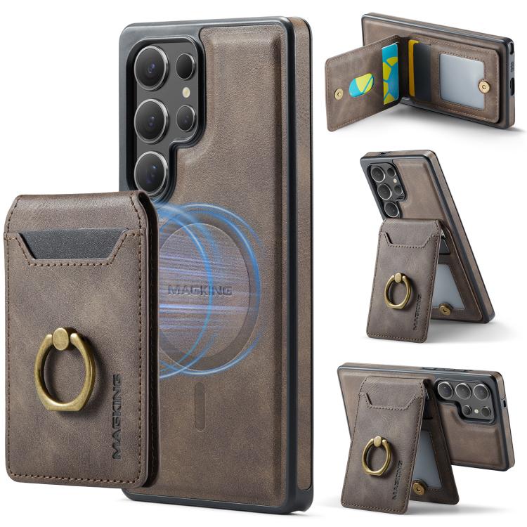 For Samsung Galaxy S25 Ultra 5G MAGKING K1 MagSafe Detachable Wallet RFID Back Cover Phone Case(Coffee) - Galaxy S25 Ultra 5G Cases by MAGKING | Online Shopping UK | buy2fix