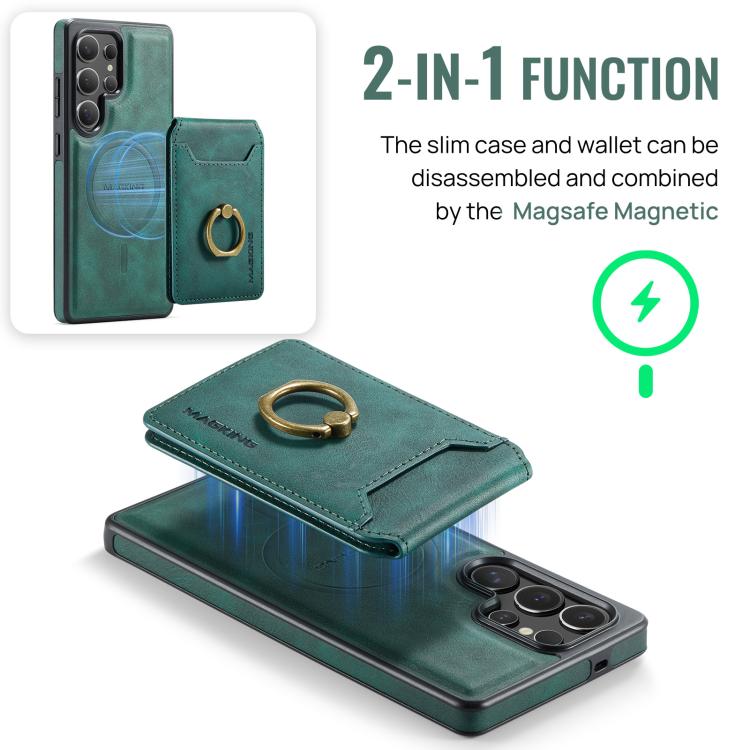 For Samsung Galaxy S25 Ultra 5G MAGKING K1 MagSafe Detachable Wallet RFID Back Cover Phone Case(Green) - Galaxy S25 Ultra 5G Cases by MAGKING | Online Shopping UK | buy2fix