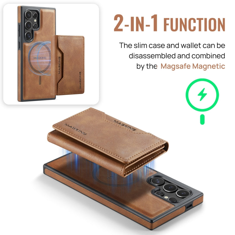 For Samsung Galaxy S24 Ultra 5G MAGKING K2 Series MagSafe RFID Card Bag Detachable Phone Case(Brown) - Galaxy S24 Ultra 5G Cases by MAGKING | Online Shopping UK | buy2fix