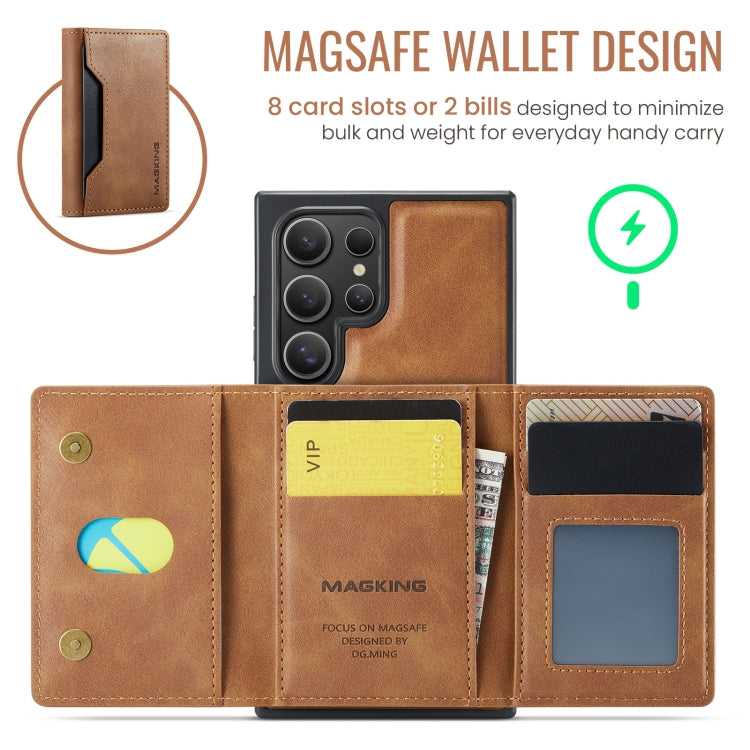 For Samsung Galaxy S24 Ultra 5G MAGKING K2 Series MagSafe RFID Card Bag Detachable Phone Case(Brown) - Galaxy S24 Ultra 5G Cases by MAGKING | Online Shopping UK | buy2fix