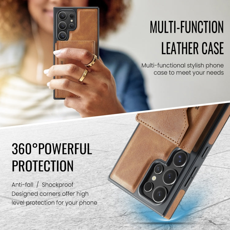 For Samsung Galaxy S24 Ultra 5G MAGKING K2 Series MagSafe RFID Card Bag Detachable Phone Case(Brown) - Galaxy S24 Ultra 5G Cases by MAGKING | Online Shopping UK | buy2fix