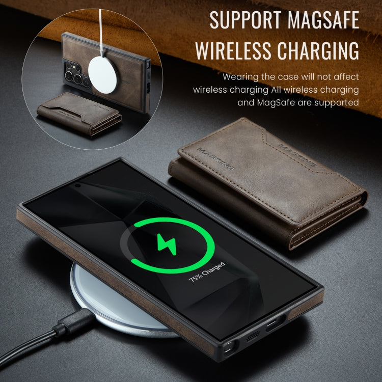 For Samsung Galaxy S24 Ultra 5G MAGKING K2 Series MagSafe RFID Card Bag Detachable Phone Case(Coffee) - Galaxy S24 Ultra 5G Cases by MAGKING | Online Shopping UK | buy2fix