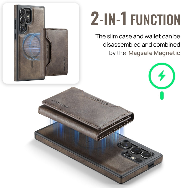 For Samsung Galaxy S24 Ultra 5G MAGKING K2 Series MagSafe RFID Card Bag Detachable Phone Case(Coffee) - Galaxy S24 Ultra 5G Cases by MAGKING | Online Shopping UK | buy2fix