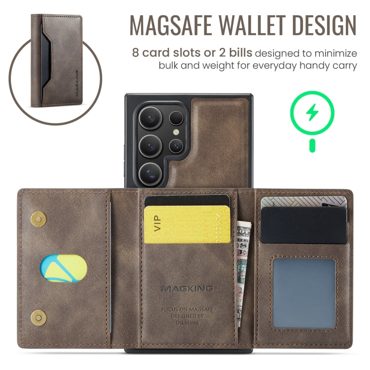 For Samsung Galaxy S24 Ultra 5G MAGKING K2 Series MagSafe RFID Card Bag Detachable Phone Case(Coffee) - Galaxy S24 Ultra 5G Cases by MAGKING | Online Shopping UK | buy2fix
