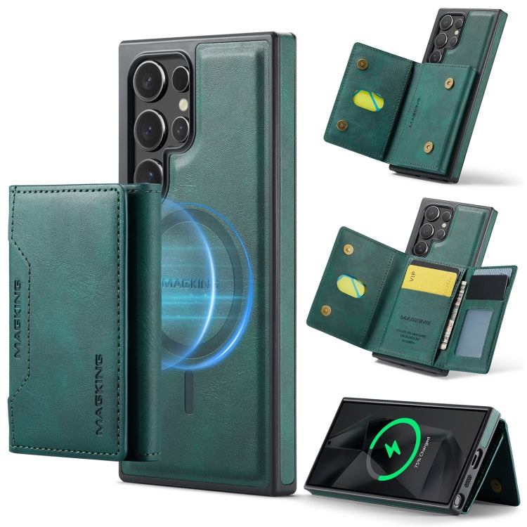 For Samsung Galaxy S24 Ultra 5G MAGKING K2 Series MagSafe RFID Card Bag Detachable Phone Case(Green) - Galaxy S24 Ultra 5G Cases by MAGKING | Online Shopping UK | buy2fix