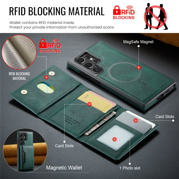 For Samsung Galaxy S24 Ultra 5G MAGKING K2 Series MagSafe RFID Card Bag Detachable Phone Case(Green) - Galaxy S24 Ultra 5G Cases by MAGKING | Online Shopping UK | buy2fix