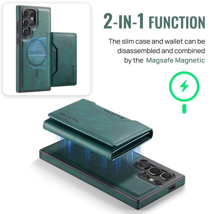 For Samsung Galaxy S24 Ultra 5G MAGKING K2 Series MagSafe RFID Card Bag Detachable Phone Case(Green) - Galaxy S24 Ultra 5G Cases by MAGKING | Online Shopping UK | buy2fix