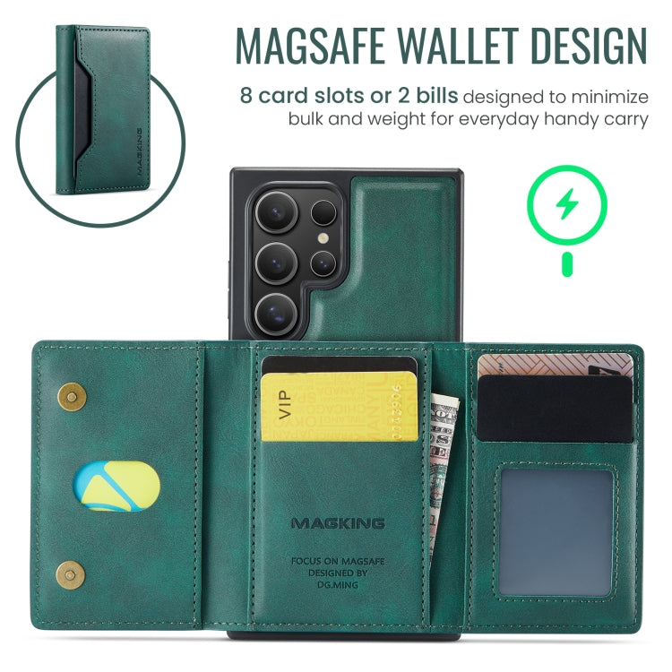 For Samsung Galaxy S24 Ultra 5G MAGKING K2 Series MagSafe RFID Card Bag Detachable Phone Case(Green) - Galaxy S24 Ultra 5G Cases by MAGKING | Online Shopping UK | buy2fix