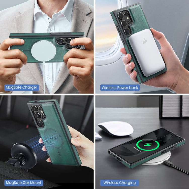 For Samsung Galaxy S24 Ultra 5G MAGKING K2 Series MagSafe RFID Card Bag Detachable Phone Case(Green) - Galaxy S24 Ultra 5G Cases by MAGKING | Online Shopping UK | buy2fix