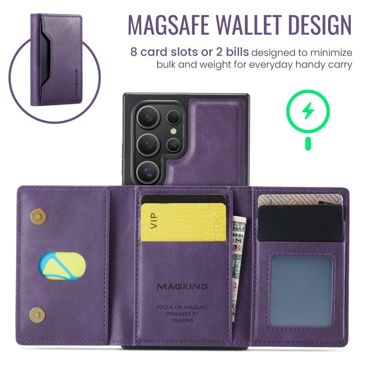 For Samsung Galaxy S24 Ultra 5G MAGKING K2 Series MagSafe RFID Card Bag Detachable Phone Case(Purple) - Galaxy S24 Ultra 5G Cases by MAGKING | Online Shopping UK | buy2fix