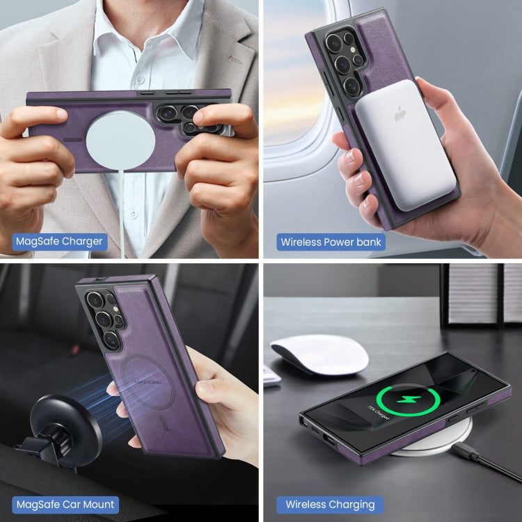 For Samsung Galaxy S24 Ultra 5G MAGKING K2 Series MagSafe RFID Card Bag Detachable Phone Case(Purple) - Galaxy S24 Ultra 5G Cases by MAGKING | Online Shopping UK | buy2fix