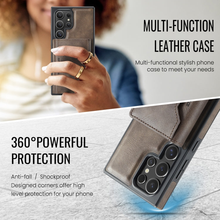 For Samsung Galaxy S23 Ultra 5G MAGKING K2 Series MagSafe RFID Card Bag Detachable Phone Case(Coffee) by MAGKING