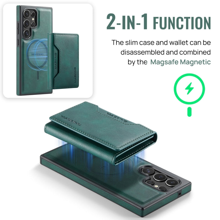 For Samsung Galaxy S23 Ultra 5G MAGKING K2 Series MagSafe RFID Card Bag Detachable Phone Case(Green) - Galaxy S23 Ultra 5G Cases by MAGKING | Online Shopping UK | buy2fix