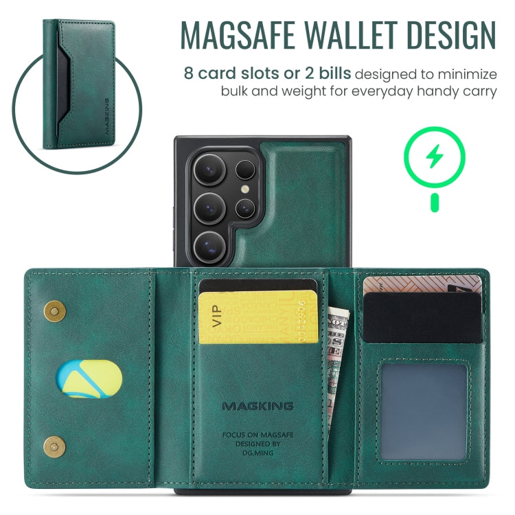 For Samsung Galaxy S23 Ultra 5G MAGKING K2 Series MagSafe RFID Card Bag Detachable Phone Case(Green) - Galaxy S23 Ultra 5G Cases by MAGKING | Online Shopping UK | buy2fix