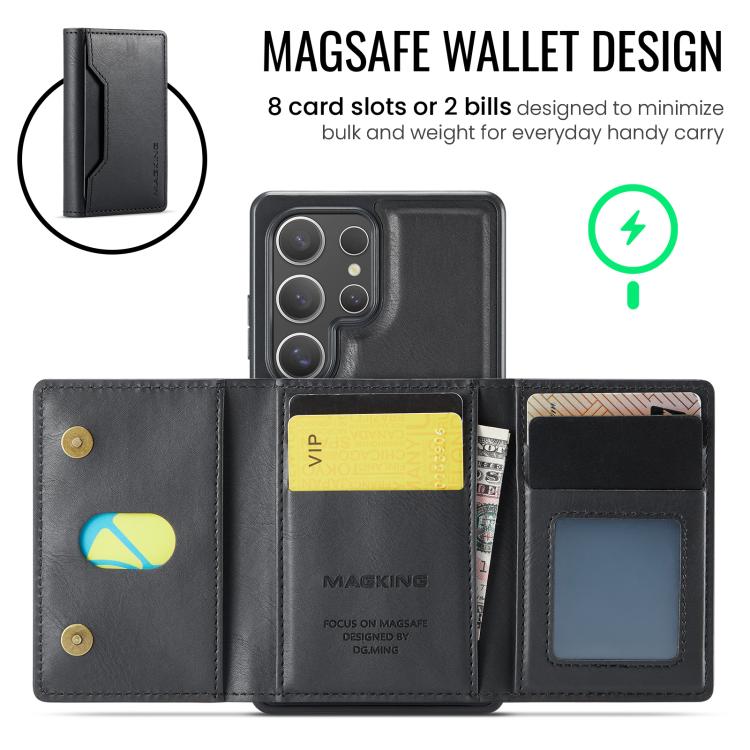 For Samsung Galaxy S25 Ultra 5G MAGKING K2 Series MagSafe RFID Card Bag Detachable Phone Case(Black) - Galaxy S25 Ultra 5G Cases by MAGKING | Online Shopping UK | buy2fix