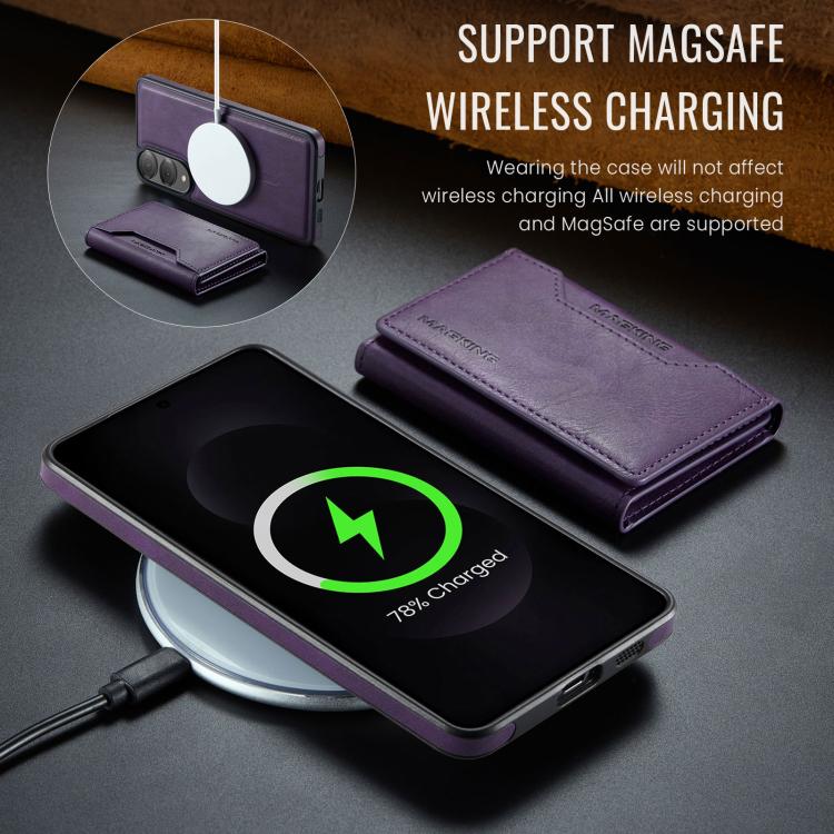 For Samsung Galaxy S25 Edge 5G MAGKING K2 Series MagSafe RFID Card Bag Detachable Phone Case(Purple) - Galaxy S25 Edge 5G Cases by MAGKING | Online Shopping UK | buy2fix