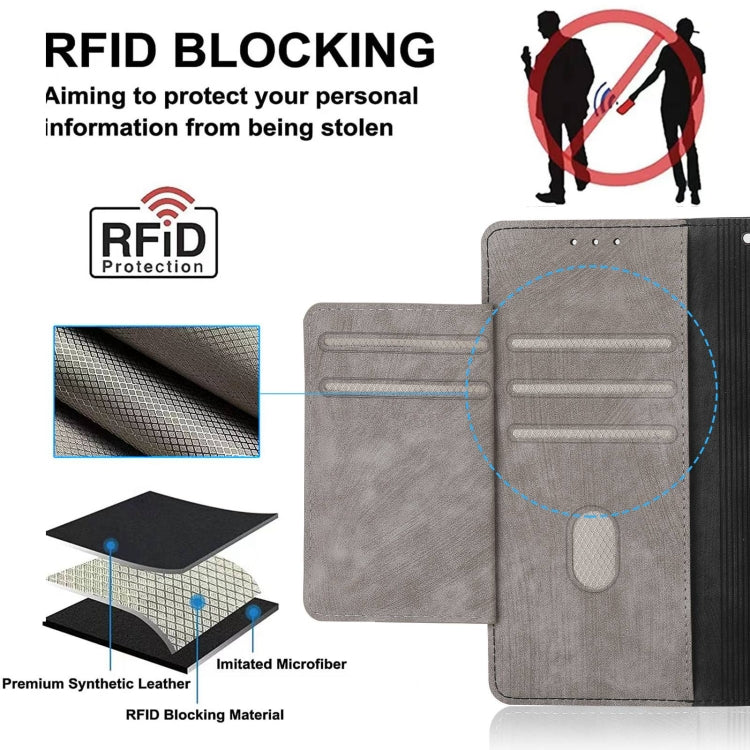 For iPhone 14 POLA Dual-color Zipper Wallet RFID Leather Phone Case(Grey Black) - iPhone 14 Cases by POLA | Online Shopping UK | buy2fix