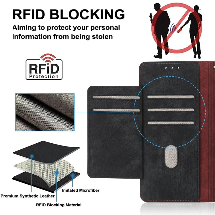For iPhone 14 Pro POLA Dual-color Zipper Wallet RFID Leather Phone Case(Red Black) - iPhone 14 Pro Cases by POLA | Online Shopping UK | buy2fix