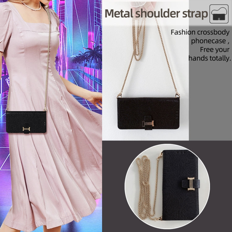 For iPhone 11 Pro Max POLA Crossbody Chain I-Shape Buckle Sequins Leather Phone Case(Black) - iPhone 11 Pro Max Cases by POLA | Online Shopping UK | buy2fix