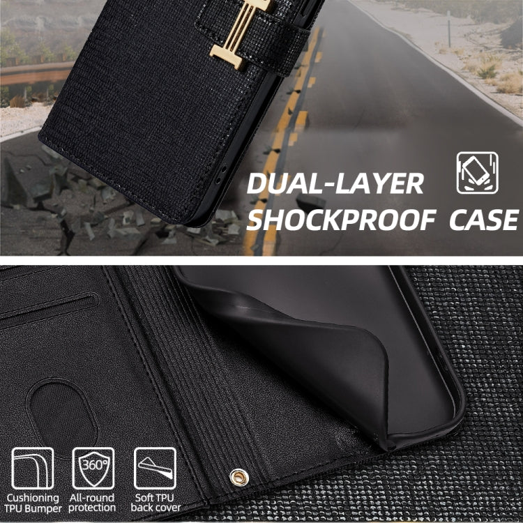 For iPhone 11 Pro Max POLA Crossbody Chain I-Shape Buckle Sequins Leather Phone Case(Black) - iPhone 11 Pro Max Cases by POLA | Online Shopping UK | buy2fix