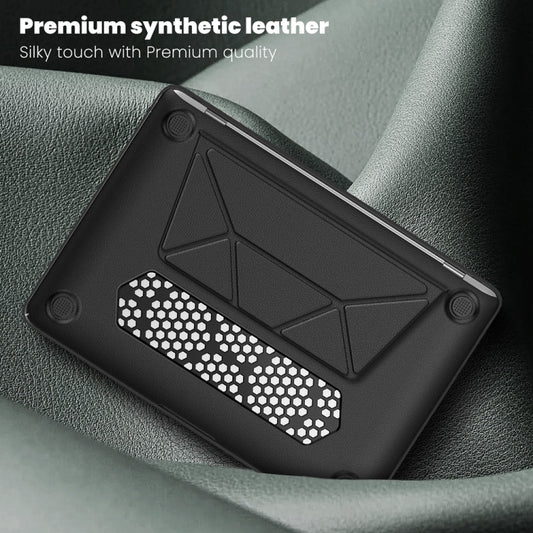 For MacBook Air 13.3 inch A2337 Business Magnetic Holder PC + PU Laptop Protective Case(Black) by buy2fix