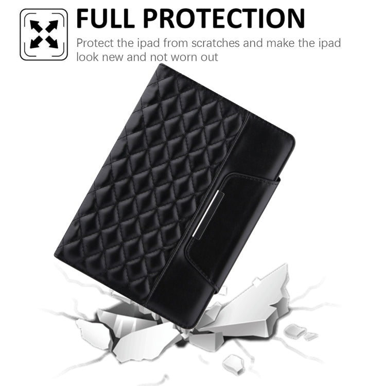 For iPad mini 6 / mini 2024 Diamond Pattern Hardware Buckle Smart Leather Tablet Case(Black) - iPad mini 2024 Cases by buy2fix | Online Shopping UK | buy2fix