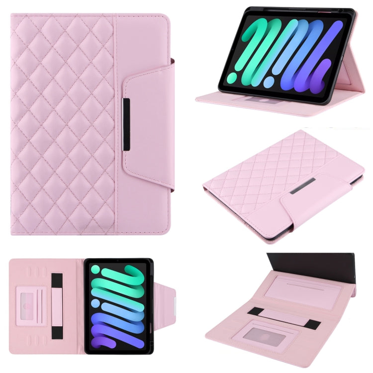 For iPad mini 6 / mini 2024 Diamond Pattern Hardware Buckle Smart Leather Tablet Case(Pink) - iPad mini 2024 Cases by buy2fix | Online Shopping UK | buy2fix
