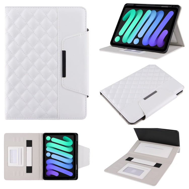 For iPad mini 6 / mini 2024 Diamond Pattern Hardware Buckle Smart Leather Tablet Case(Whtie) - iPad mini 2024 Cases by buy2fix | Online Shopping UK | buy2fix