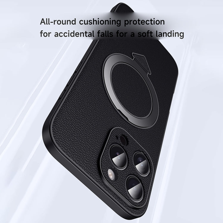 For iPhone 15 Pro Max SULADA Top Grain Leather MagSafe Magnetic Holder Phone Case(Black) - iPhone 15 Pro Max Cases by SULADA | Online Shopping UK | buy2fix